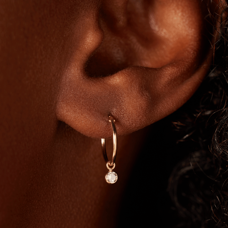 Ohrringe, 585 Gelbgold, weißer Zirkonia