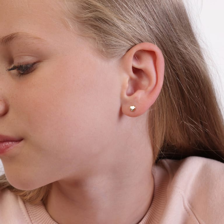 Ohrringe, 585 Gelbgold, Herz mit Zirkonia