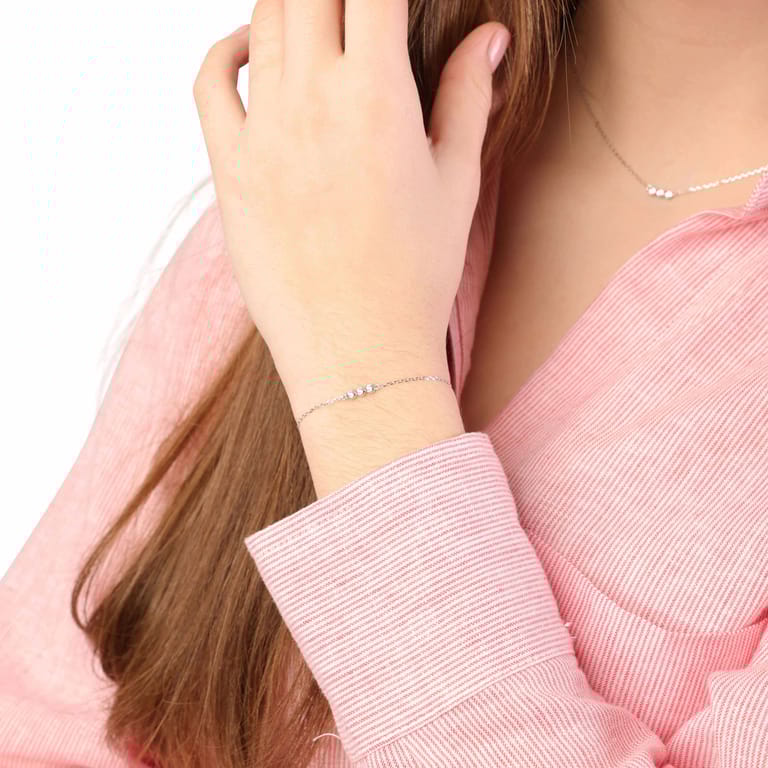 Armband, 925 Silber, 3 Kreise, Zirkonia