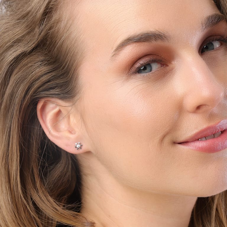 Ohrringe, 925 Silber, Schneeflocke mit Zirkonia