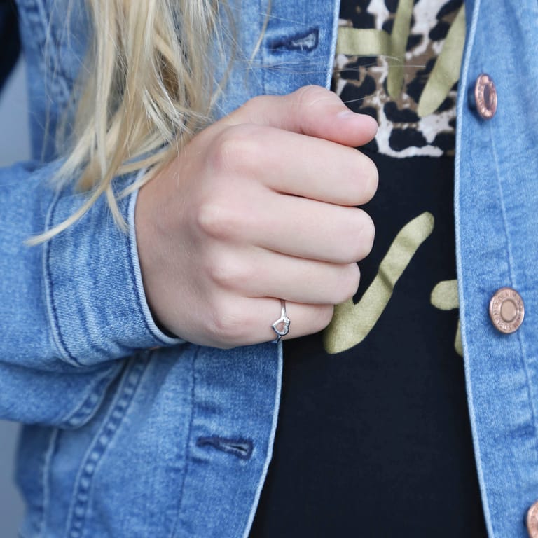 Kinderring, 925 Silber, Herz mit Zirkonia