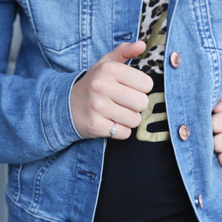 Kinderring, 925 Silber, Kleeblatt