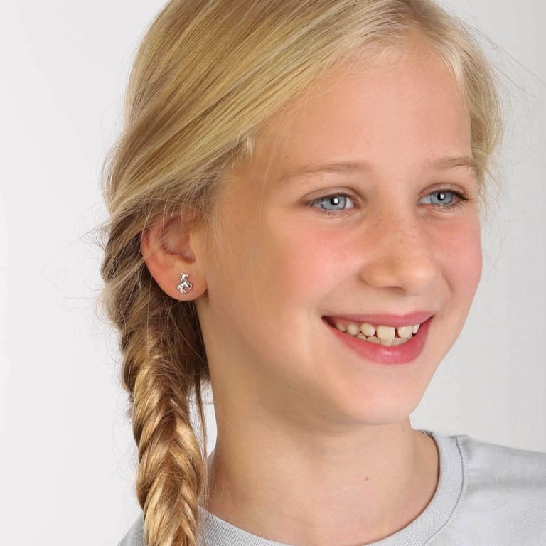 Silberne Kinderohrringe Pferd