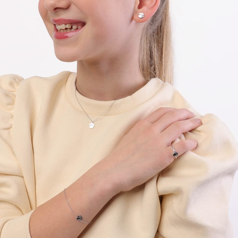 Zilveren kinderketting  hondenpoot