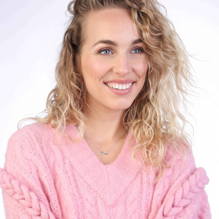 Zilveren ketting&hanger infinity met zirkonia