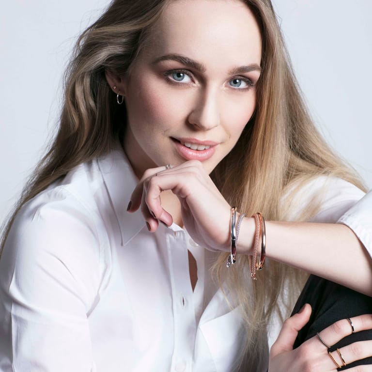 Bangle-Armreif aus Edelstahl, rotvergoldet, 5 mm