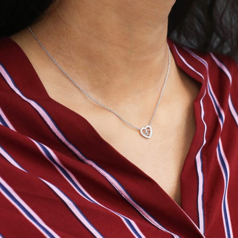 Zilveren ketting met hanger hart zirkonia