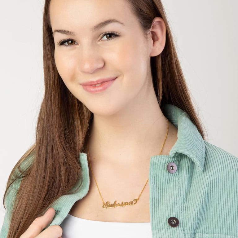 Namenskette, 925 Silber, gold, Carrie