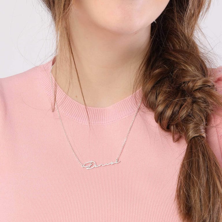 Zilveren naamketting signature voor dames