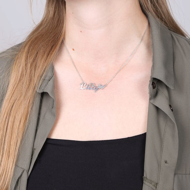 Namenskette für Kinder, 925 Silber, Schmetterling