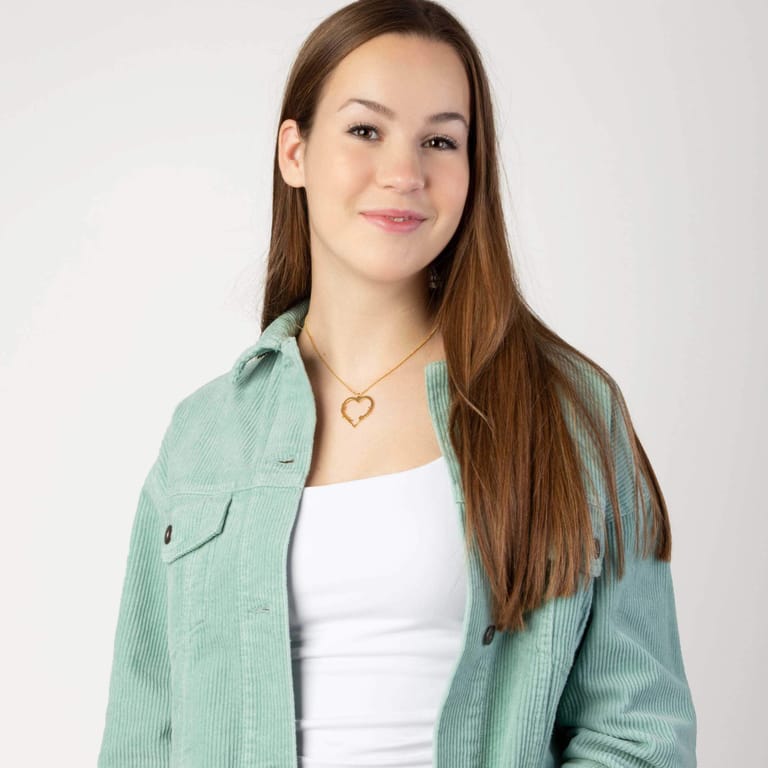 Zilveren goldplated naamketting hart voor dames
