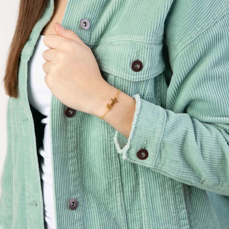 Zilveren goldplated naamarmband voor dames