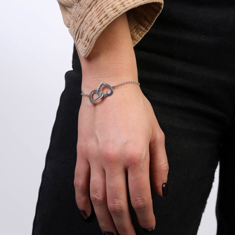 Armband, 925 Silber, Herzchen, Gravur