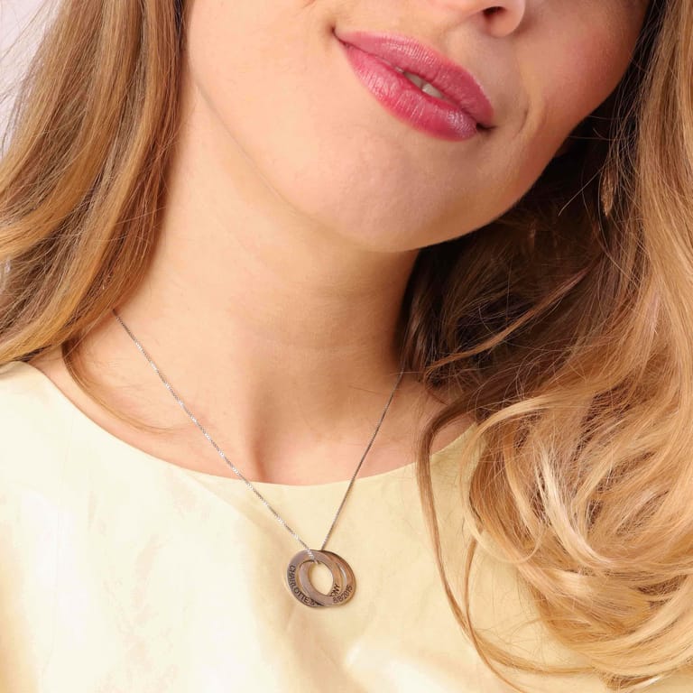 Zilveren ketting 2cirkels gravering voor dames