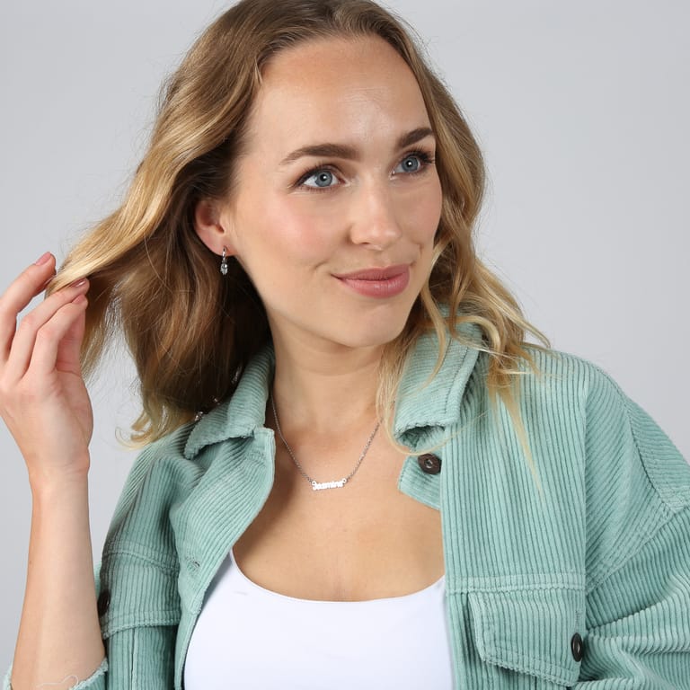 Stalen naamketting minimalistisch cursief voor dames