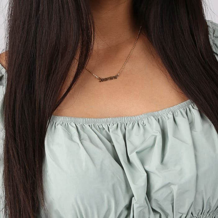 Stainless steel naamketting gold minimalistisch cursief