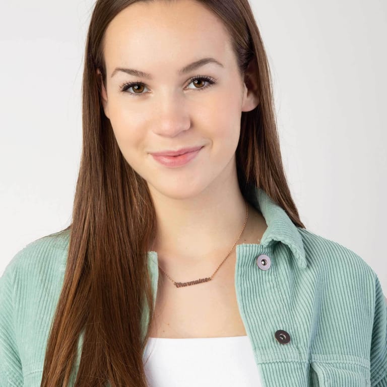 Stalen naamketting rose minimalistisch cursief voor dames