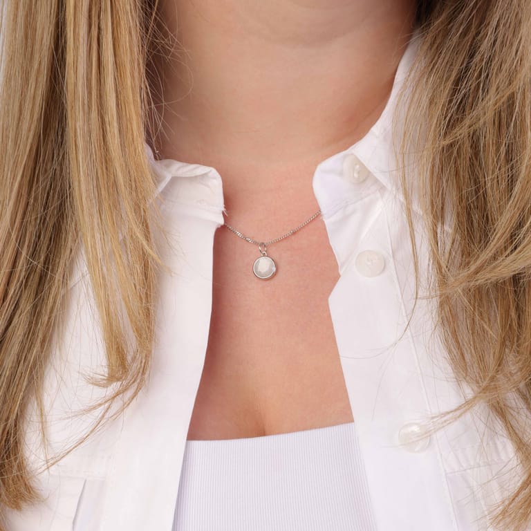 Zilveren ketting&hanger Gemstone moonstone