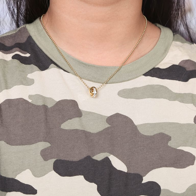 Stalen goldplated kinderketting met hanger met kristal