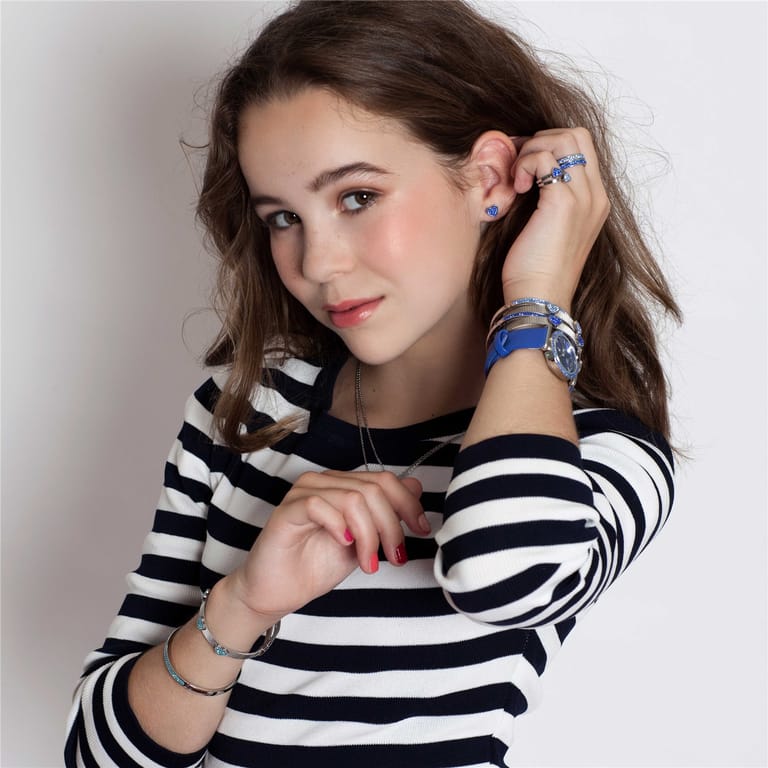 Little Miss Fabulous stalen kinderoorbellen hart met violet kristal