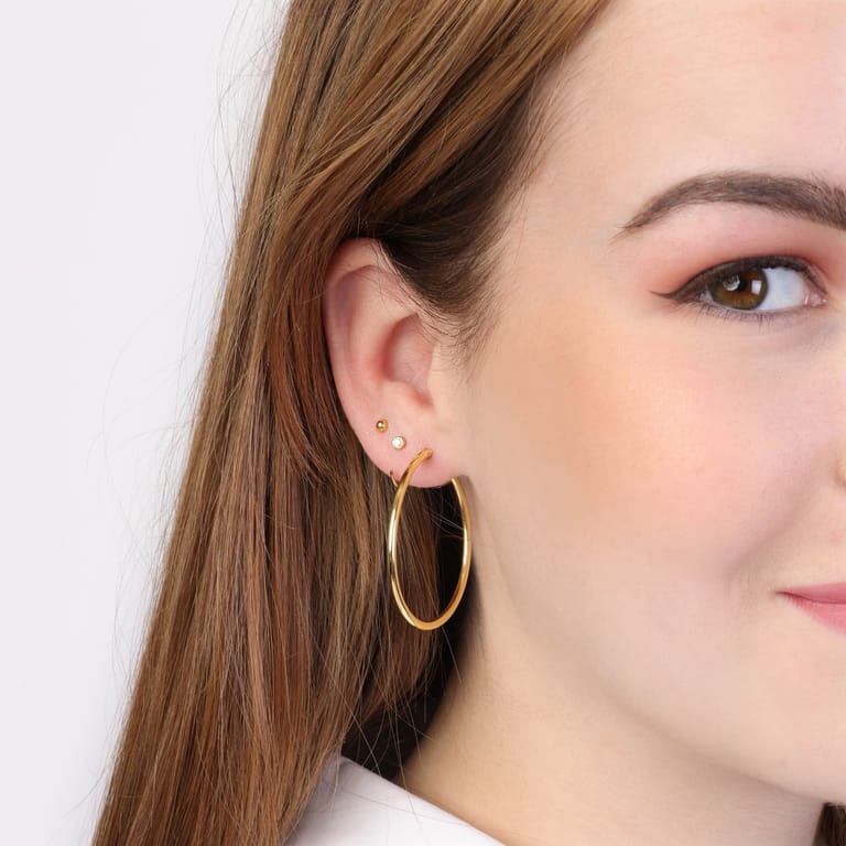 Zilveren goldplated oorringen met zirkonia voor dames