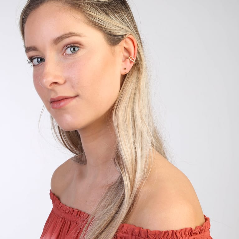 Zilveren goldplated earcuff met zirkonia voor dames