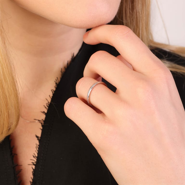 Schienenring, 375 Gold, weiß, rundum mit Zirkonia