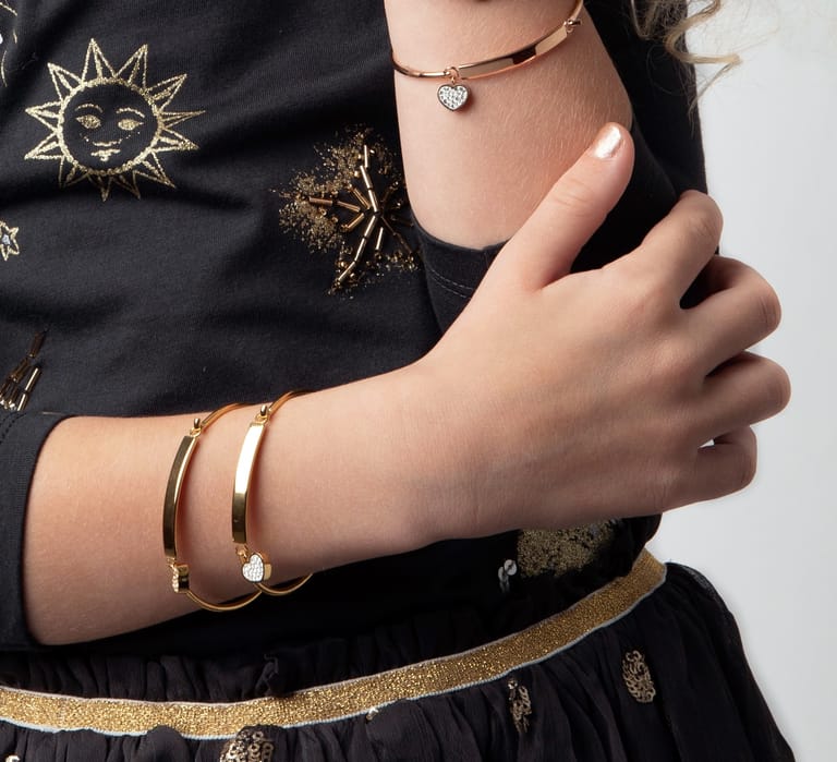 Stalen kinderarmband gold wit kristal