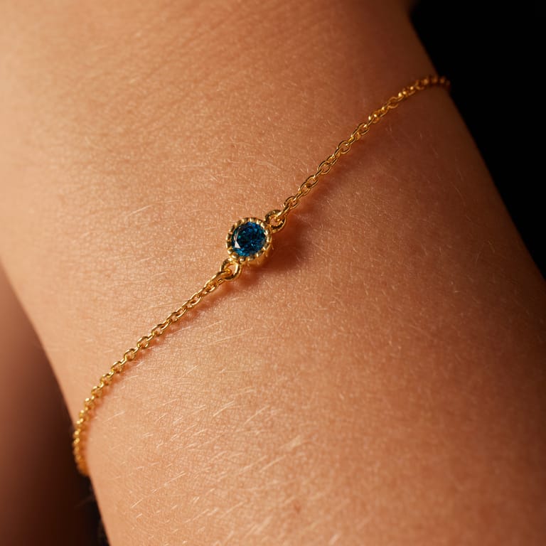 Zilveren goldplated fantasiearmband met geboortesteen voor dames