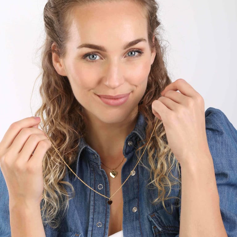 Stainless steel goldplated sieradenset voor dames met plating hart/hart