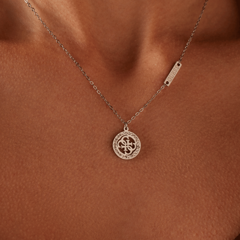 Guess stalen ketting met hanger 4g logo voor dames