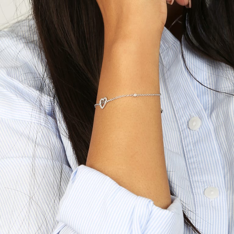 Armband, 925 Silber, Herz mit Infinity-Zeichen und Zirkonia