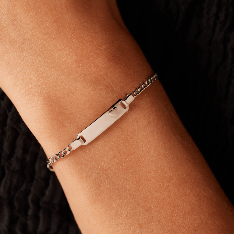 Plattenarmband, 925 Silber, mit Herz