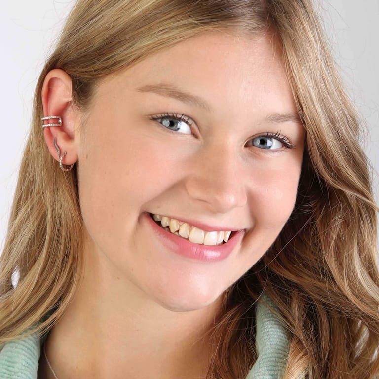 Zilveren earcuff dubbel met zirkonia voor dames