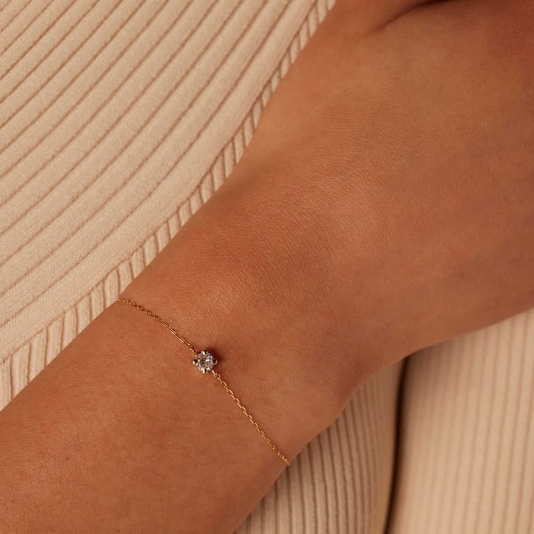 Armband, 585 Gelbgold, mit Zirkonia