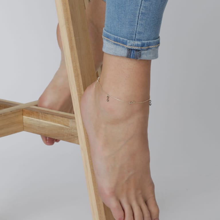 Fußkettchen, 375 Gold, mit Infinity-Anhängern