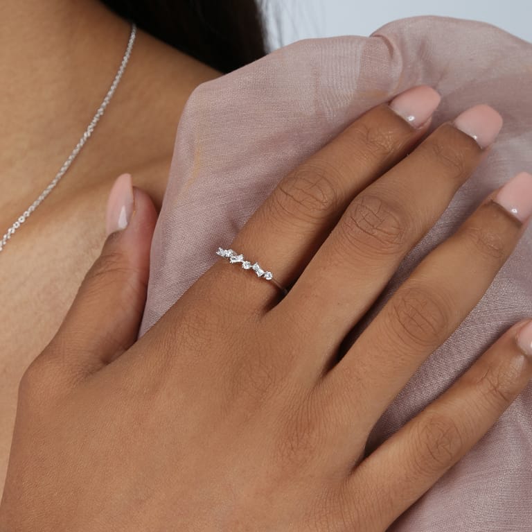 Zilveren ring baguette