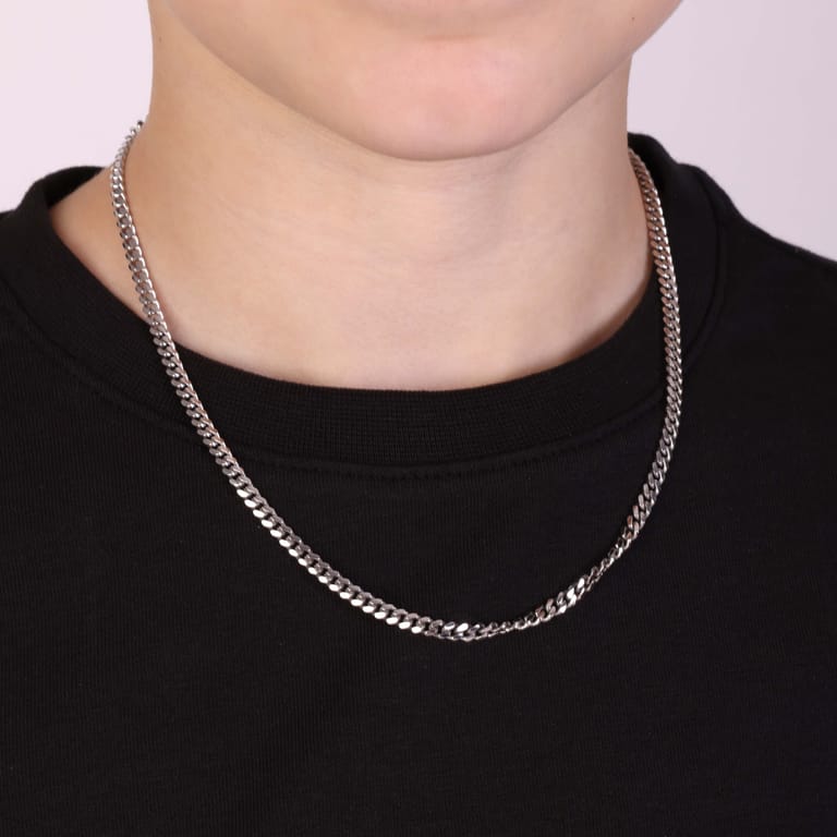 Gerecycled zilveren ketting gourmetschakel voor heren
