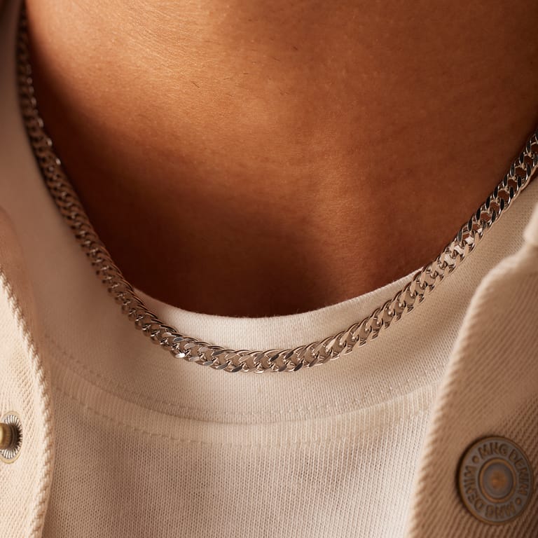 Gerecycled zilveren ketting gourmetschakel voor heren