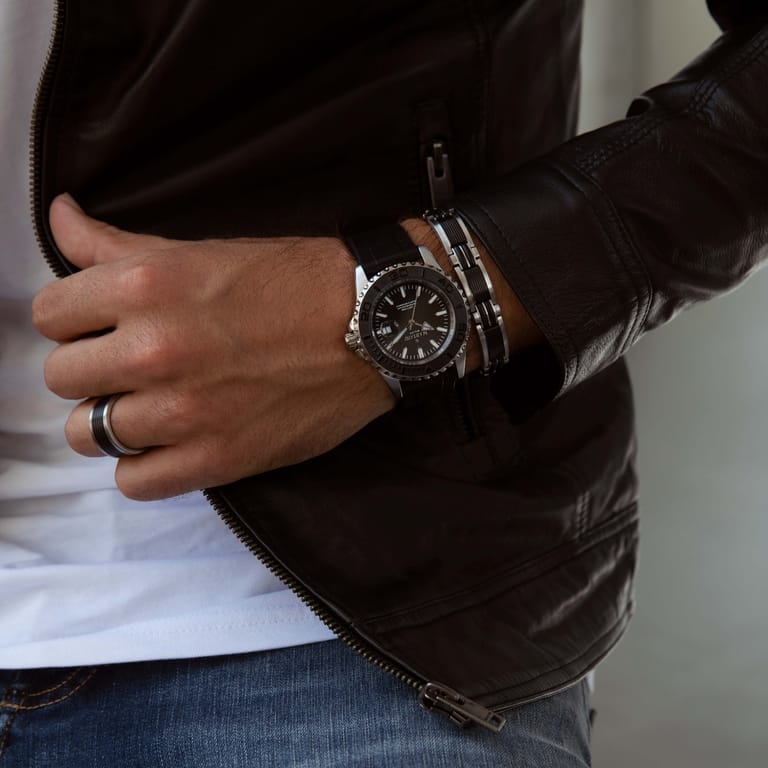 Gerecycleerd stainless steel armband schakel mat