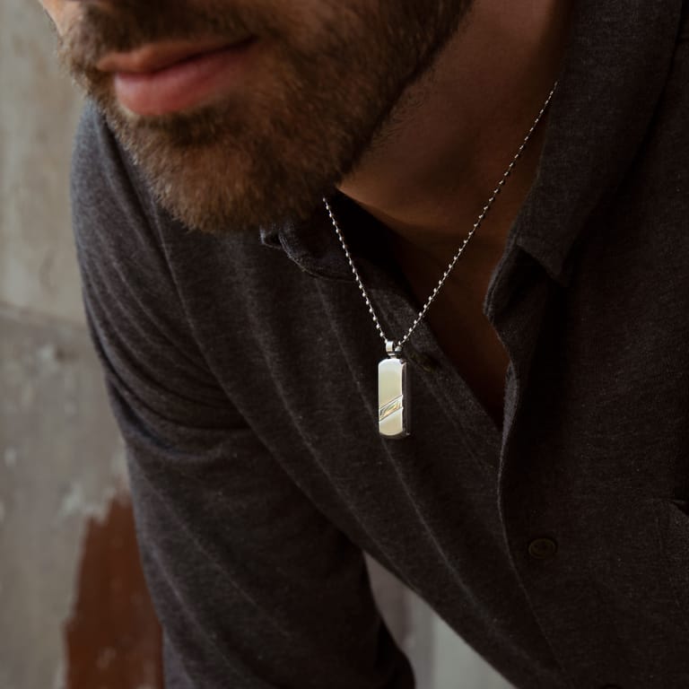 Gerecycleerd stainless steel ketting met hanger plaat