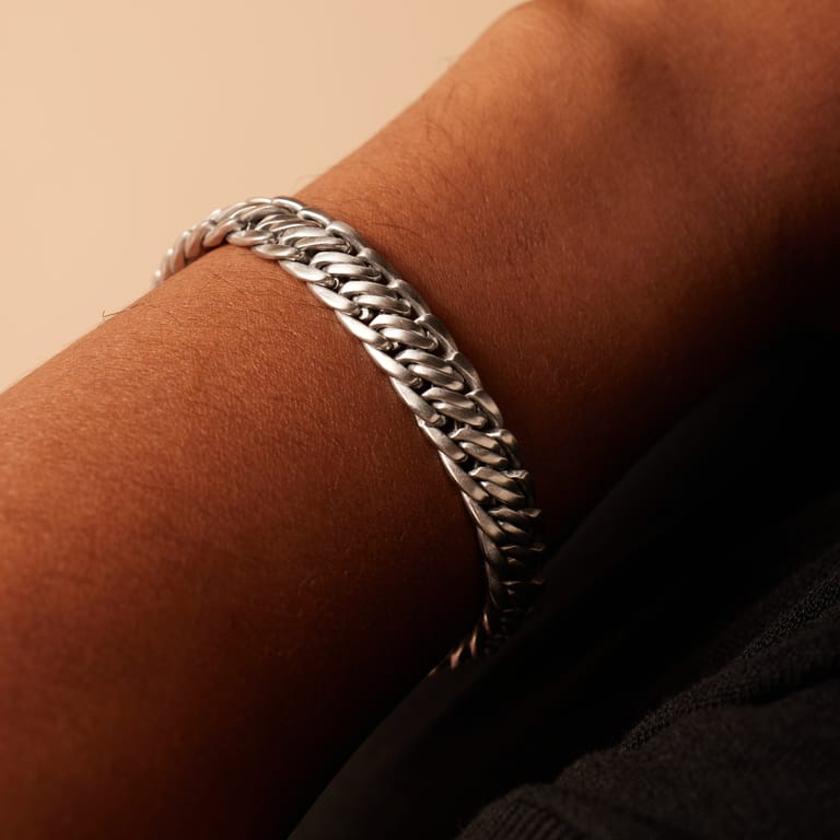 Stalen herenarmband mat