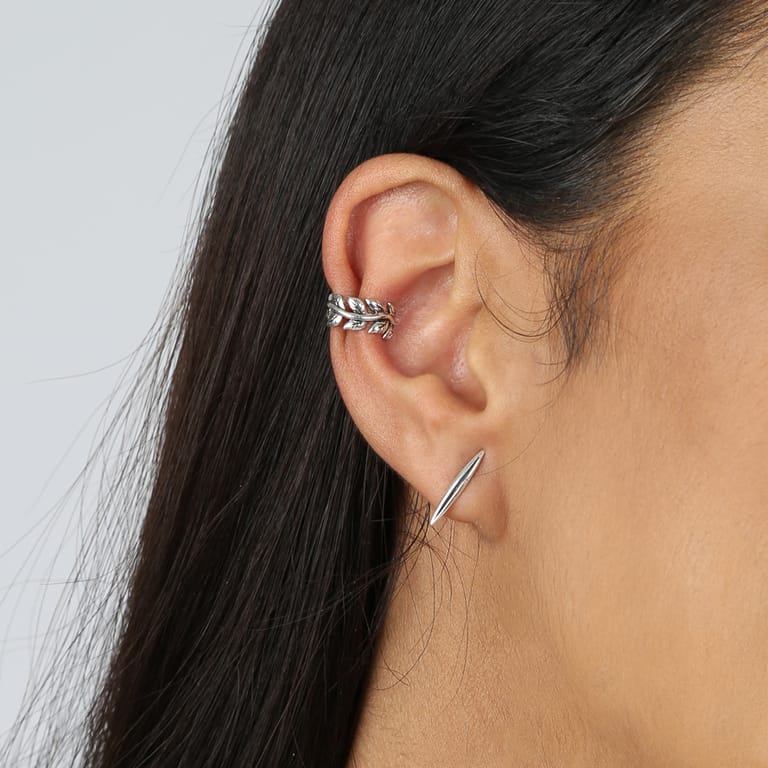 Zilveren earcuff blad Bali voor dames