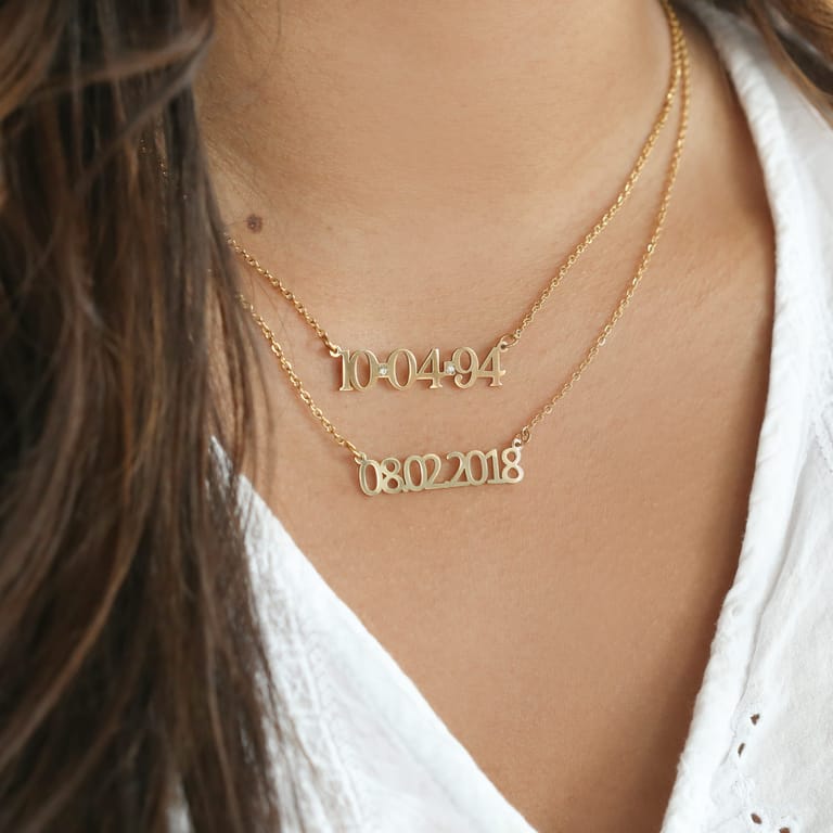 Stainless steel ketting goldplated datum voor dames