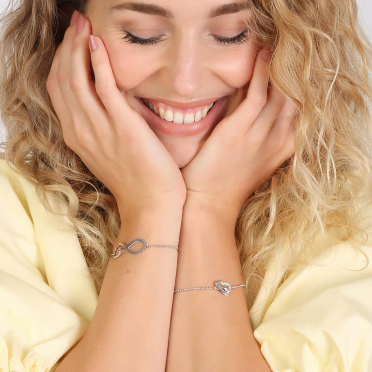 Zilveren armband hart gravure geboortesteen