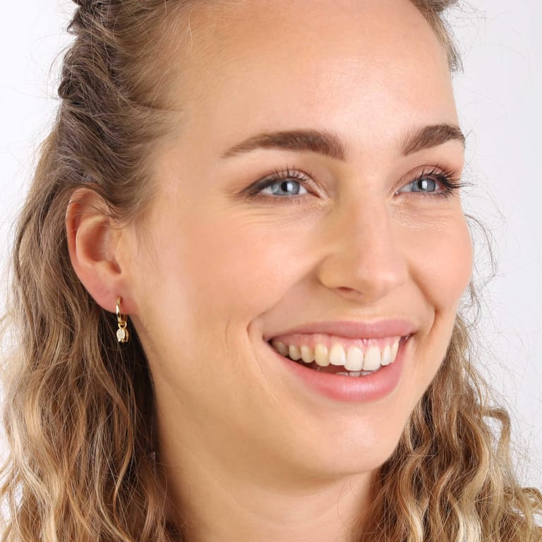 Ohrringe, 925 Silber, vergoldet, mit Anhänger, Tulpe