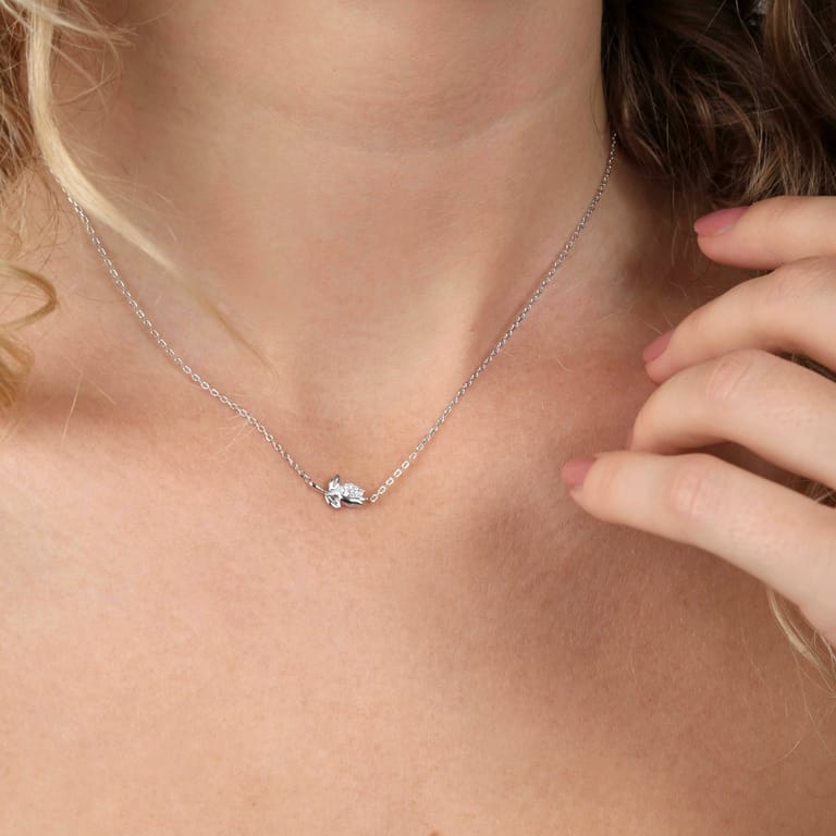 Kette, 925 Silber, mit Anhänger, Tulpe
