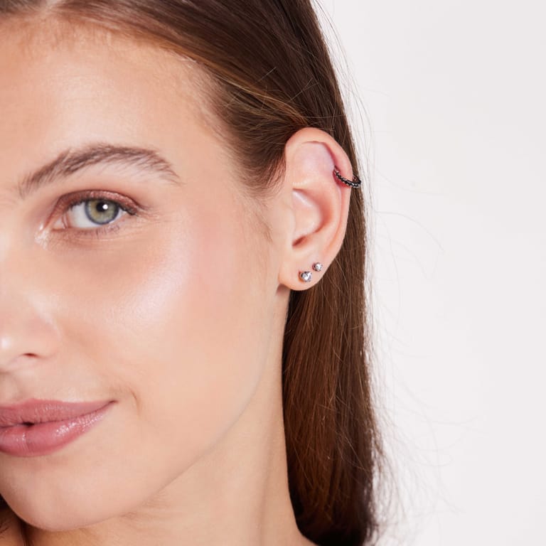 Helix-Piercing, Edelstahl, schwarz, Zirkonia
