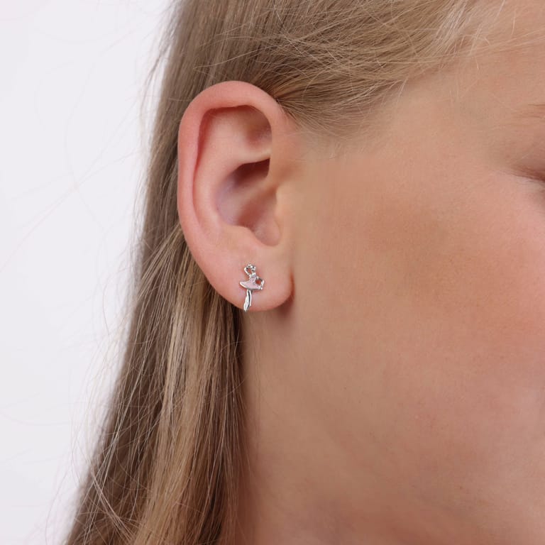 Kinderohrringe, 925 Silber, Ballerina, Emaille