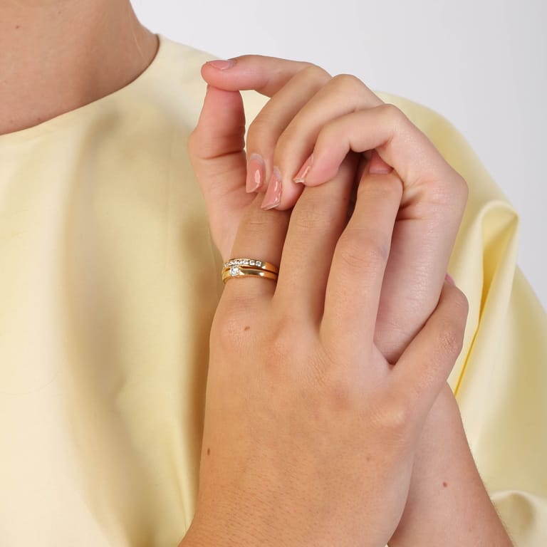 Zilveren goldplated ring met Swarovski zirkonia voor dames